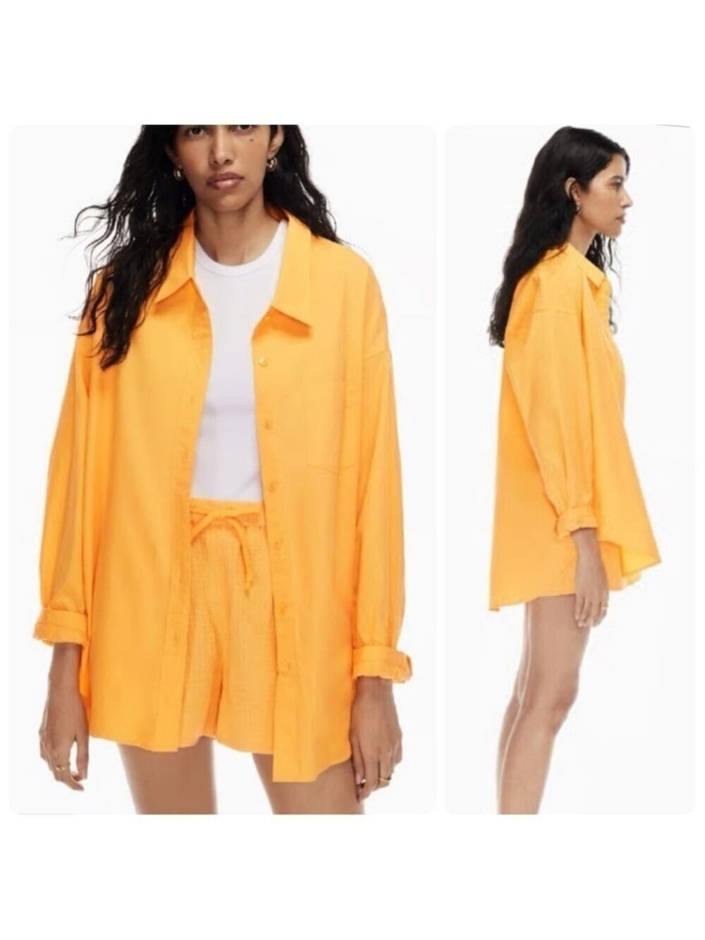 Aritzia Wilfred Free Relaxed Button Up Shirt Oversized Playful Apricot Size XS